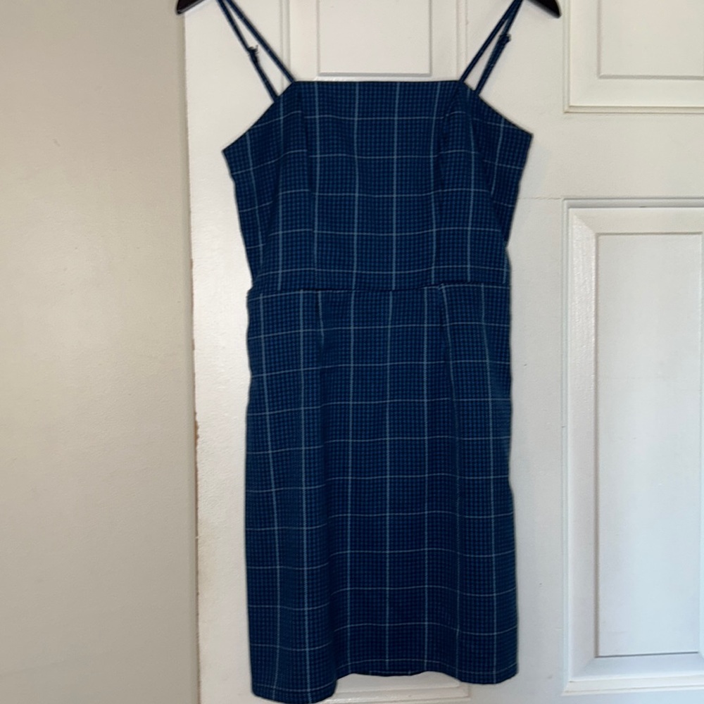 Blue houndstooth dress